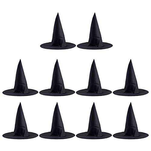 Abaodam 10st Zaubererhut Partylichter Halloween- Hexenhut-baumspitze Party-hexenhut Hexenhüte Masse Halloween Kostüm Hexenhüte Hexen-cosplay-hut Halloween-hexenmütze Black Stoff von Abaodam