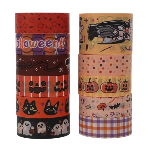 Abaodam 11 Rollen Halloween Washi Tape Temperament Ohrringe Weihnachtsdekoration Kinderspielzeug Retro Anhänger Schlaffer Kürbis Anhänger Demontagewerkzeug Brecheisen Glühlampe Dekoration von Abaodam