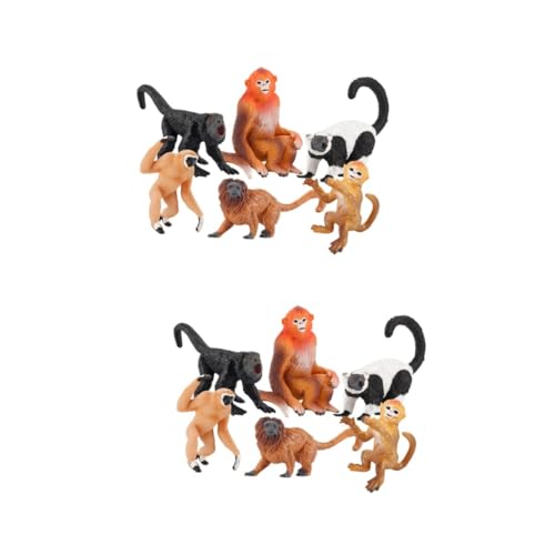 Abaodam 12 STK Affenmodell Affenfiguren Affenspielzeug Geschenke für Kinder kindergeschenke Modelle Ornament Tiermodell-Dekore Tiermodell-Verzierungen fest Goldener AFFE Statue Plastik von Abaodam