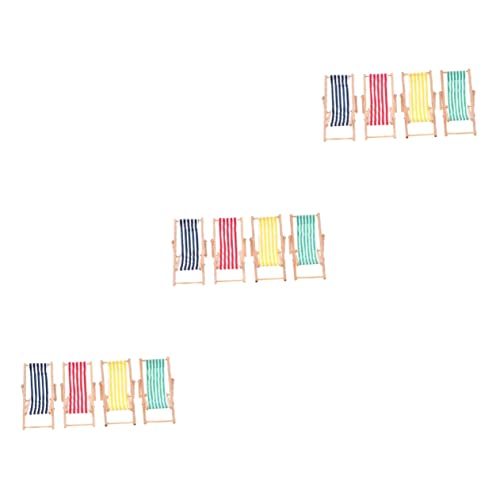 Abaodam 12 STK gestreifter Liegestuhl decoraciones para sala de casa Mini-Strand Strandstuhl Puppenhaus aus Holz Modelle Mini-Schaukelstuhl Stühle mit Streifenmuster Miniatur Dekorationen von Abaodam