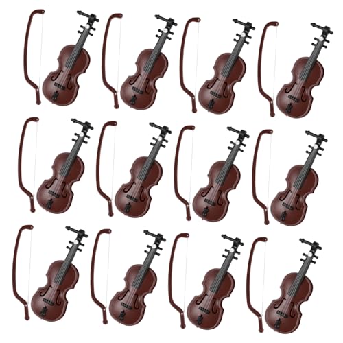 Abaodam 12 Sätze Mini-Geige musikinstrumente Musical Instruments Christmas Decoration winzige Geigen winzige Geige mit Weihnachtsrequisiten Mini-Musikinstrument Plastik Coffee von Abaodam
