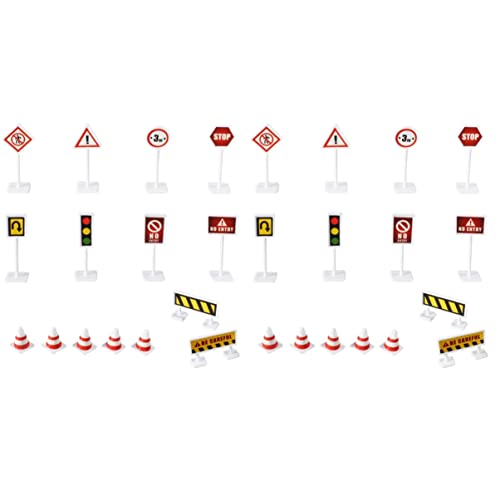 Abaodam 12 Sätze Simulationsszene Spielzeug Kinderspielzeug Straßenschilder Spielset Straße Straßenschild Verkehr BAU Gebäude Zeichen Spielzeug Mini-Banjo Abs Kleinkind Miniatur Auto Model von Abaodam