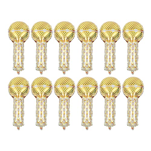 Abaodam 12 Stk Ballon Tunnel-Filmklemme Rattangeflochtene Körbe Feste Pfeifenklemmen Eimer abschlussfeier balloons balongas Aufblasbare Mikrofone Partydeko der 90er Aluminiumfolie Golden von Abaodam