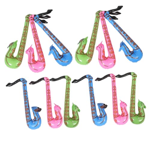 Abaodam 12 Stück Aufblasbares Musikinstrument Aufblasbares Saxophon Lustiges Aufblasbares Instrument Aufblasbares Für Musikspielzeug Saxophon Karneval Aufblasbares PVC von Abaodam
