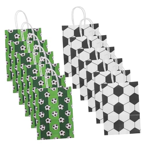 Abaodam 12 Stück Fußball-Party-Geschenktüte Papiertragetaschen geschenkverpackung Lecker Fußball-Bonbontüten mit Griffen Aufbewahrungsbeutel aus Papier kleine Geschenktüten Kraftpapier von Abaodam