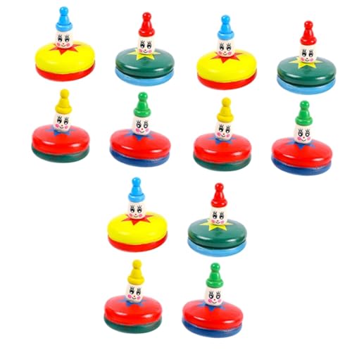 Abaodam 12 STK Kleiner Hölzerner Kreisel Geschenk Spielzeuge Kleiner Kreisel Kreiselspielzeug Für Den Tisch Gefälligkeiten Für Geburtstagsfeiern Holzkreisel Jacke Karikatur Kind von Abaodam