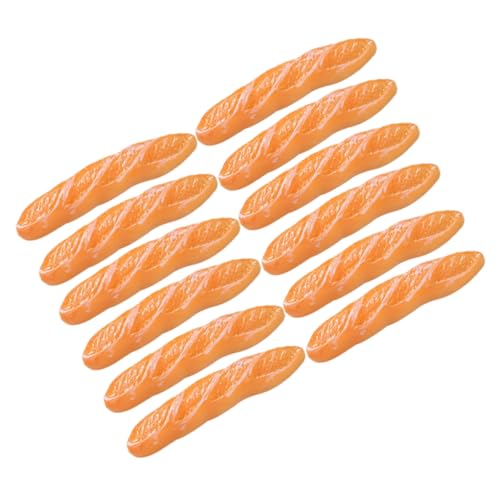 Abaodam 12 Stück Nachgemachtes langes Baguette Mini-Laibpfanne Plüsch Kastenform Bausatz deko praktisch Puppenhaus Lebensmittelmodell Mini-Ornament Mini-Frühstück Harz Orange von Abaodam