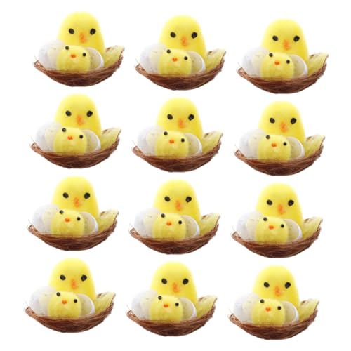 Abaodam 12stücke Chicks Mini Küken Deko Für Ostern Niedliche Fuzzy Küken Mit Nest Für Party Und Tischdekoration Osterdekoration Und von Abaodam