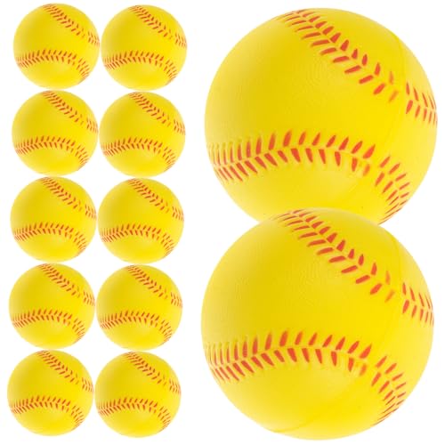 Abaodam 12 Stück Schwamm-Baseball dekompressionsball Stressabbauball Indoor-Baseball Quetschball Softball weiche kleine Baseballbälle Weiche Softbälle zum Üben Flummi Pu Yellow von Abaodam