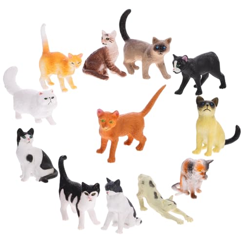 Abaodam 12 Stück Simulationskatzenspielzeug Katze Zauberstab Realistische Katzenfiguren Katzenskulptur Kätzchen Katzentür Katzenbaum Süßes Katzenspielzeug Plastik von Abaodam