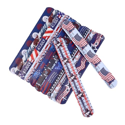 Abaodam 12 Stück Slap Armbänder mit Flaggenmotiven für Unabhängigkeitstag PVC Handgelenk Armbänder für Partys und Abaodam 12 Stück Slap Armbänder mit Flaggenmotiven für Unabhängigkeitstag PVC Handgelenk Armbänder für Partys und von Abaodam