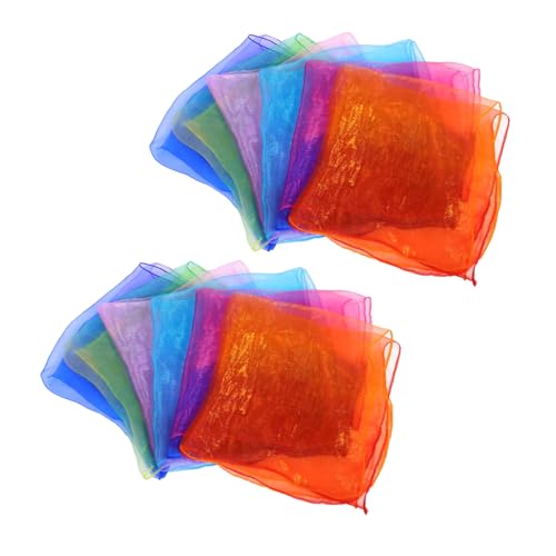 Abaodam 12 Stück Teiliges Bunte Tanz Performance schals für Leichte Farbverlaufene Chiffon jonglier tücher für Kindergarten Bühnenauftritte und Jonglier übungen von Abaodam