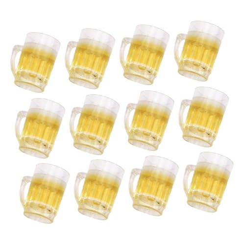 Abaodam 12 Stück Teiliges Mini Bierkrüge Puppenhaus Deko Realistisch Bemalt Langlebig Miniatur Bierbecher für Puppenhaus Landschaft DIY Basteln von Abaodam
