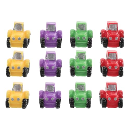 Abaodam 12 Stück Teiliges Mini Resin Fahrzeug Bunte Miniatur Bauernhof Figuren Stabile Miniaturfahrzeuge für Puppenhaus Mikro Landschaft und Feengarten Dekorationen von Abaodam