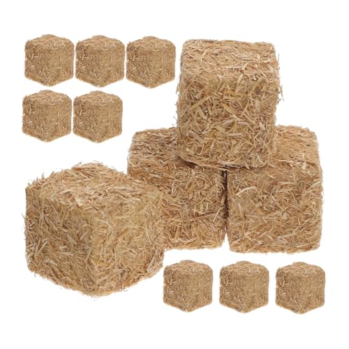 Abaodam 12 Stück Teiliges Mini Strohballen Stapelbare Mini Heuballen für Garten Deko DIY Bauernhof Szenerie Puppenhaus Accessoires Realistische Ernte Atmosphäre von Abaodam