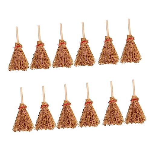 Abaodam 12 Stück Teiliges Miniatur Hexenbesen Modell für Kreative Halloween Deko für Puppenhäuser Lebendige Farben Bastelzubehör für DIY Szenen von Abaodam