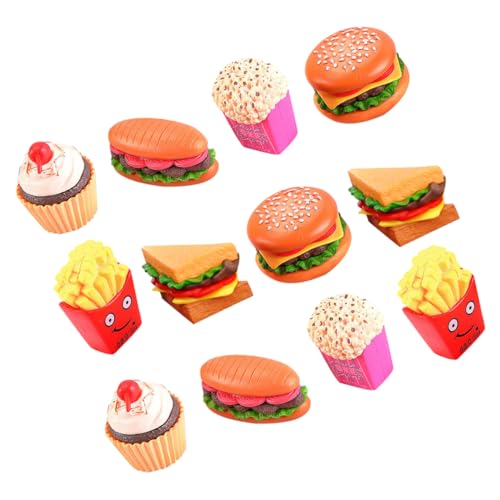 Abaodam 12 Stück Teiliges Set aus Kunststoffspielzeug Realistische Hamburger und Pommes für Fantasievolles der Küche für Fördert Kreativität und Eltern Bindung von Abaodam