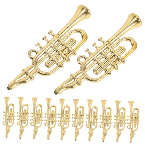 Abaodam 12 Stück Weihnachtsdekoration Musikspielzeug Horn Miniaturinstrumente Spielzeugsaxophon Mini-musikinstrumentenmodell Miniaturen Saxophon Miniatur-Dinge Golden Plastik von Abaodam