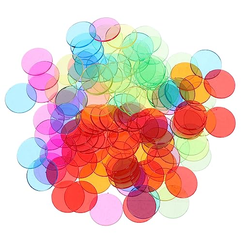Abaodam 120 Stück Transparente Bingo Chips aus Kunststoff Spielmarker für Bingo Karten Blau Gelb Grün und Orange für Matheunterricht und Lernspiele von Abaodam