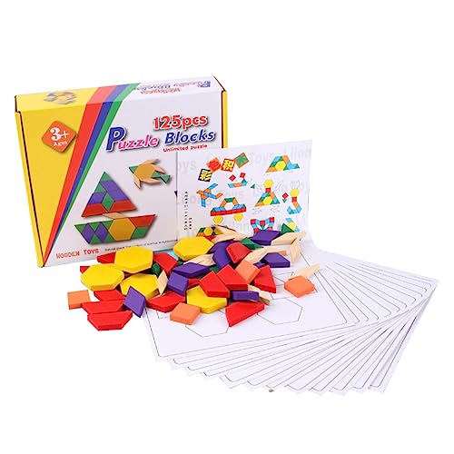 Abaodam 125St Kinder rätsel Montessori-Materialien einfaches Tangram früh Kinderspielzeug Spielset aus Holz Puzzles aus Holz pädagogisches Spielzeug hölzern Blöcke Vorschule Bambus von Abaodam