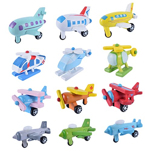 Abaodam Spielzeug 12 Stück Holz Für Kinder Mini-Flugzeug Spielzeug Für Jungen Und Mädchen Feines Finish von Abaodam