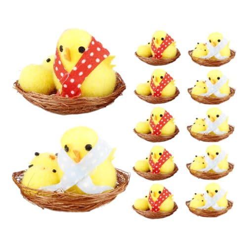 Abaodam 12St Osterküken flauschige Chenilleküken Hühnerfigur kleine Küken flauschige Mini-Küken cute decor easter Osterfest mini chicken Küken Dekore gefälschte Osterhühner chemische Faser von Abaodam