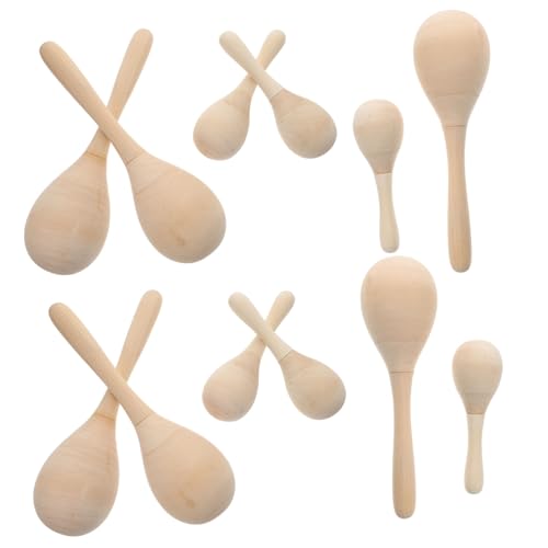 Abaodam Maracas Für Jungen Und Mädchen 12 Stück Maracas Für Jungen Und Mädchen Blanke Holzperlen Pädagogisches Musikspielzeug Für Vorschulkinder Party-krachmacher-Spielzeug von Abaodam