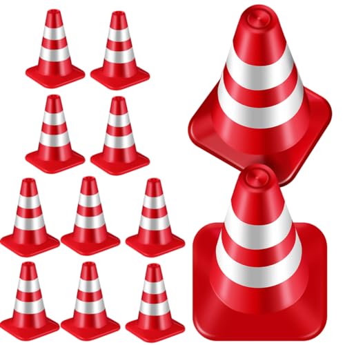 Abaodam 12St Verkehrszeichen- Leitkegel für Eistüte kleine Ampel Miniature mikrolle spielzeuge kleine Verkehrsschilder Miniatur-Spielzeugleitkegel Abs rot von Abaodam