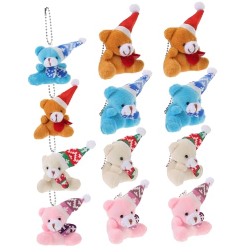 Abaodam 12St Weihnachtsbär-Anhänger gewichtete Kuscheltiere für Partytüten Figuren Weihnachtsbärchen Weihnachtsbär Anhänger Kuscheltier-Anhänger Plüsch-Bären-Ornamente von Abaodam