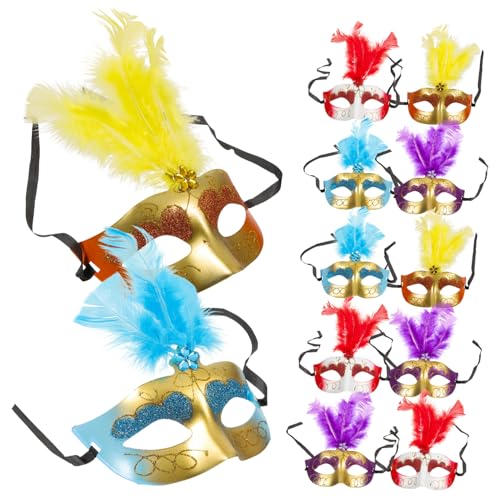 Abaodam 12Stücke Gefiederte Masken für Kostümpartys Cosplay Masken für Erwachsene für Karneval Halloween und Besondere Anlässe von Abaodam