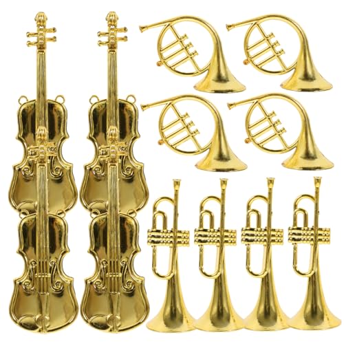 Abaodam 12st Dekorationen Für Musikinstrumente Reize Charme Massenzauber Weihnachtsverzierung Weihnachtszubehör Modelle Von Weihnachtsinstrumenten Weihnachtsminiaturinstrument Abs Golden von Abaodam