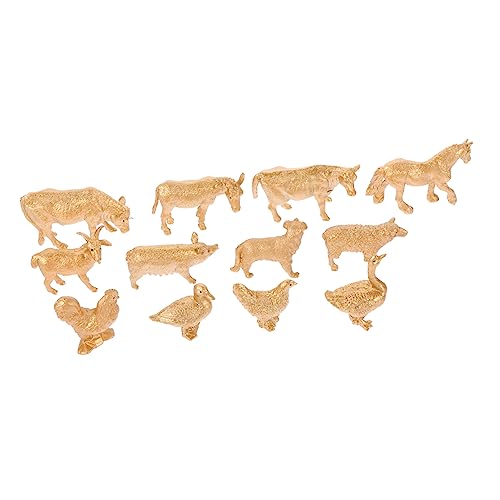 Abaodam 12st Tiermodell Bauernhoftierfigur Miniatur-bauernhoftier Bauernhoffiguren Seetierspielzeug Figuren Von Nutztieren Für Nutztiere Spielzeugtiere Golden PVC von Abaodam