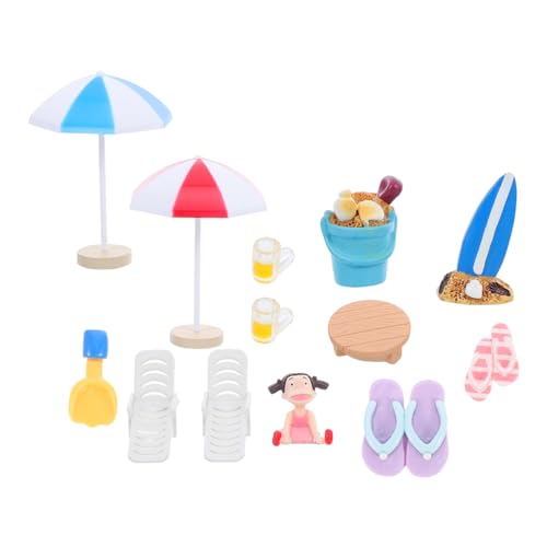 Abaodam 13 Stück Teiliges Miniatur Strand Set Bunte Resin und Kunststoff Accessoires für Puppenhäuser Kreative Strandspielzeuge Vielseitig für DIY Basteln Garten Sandkasten und Aquarien von Abaodam