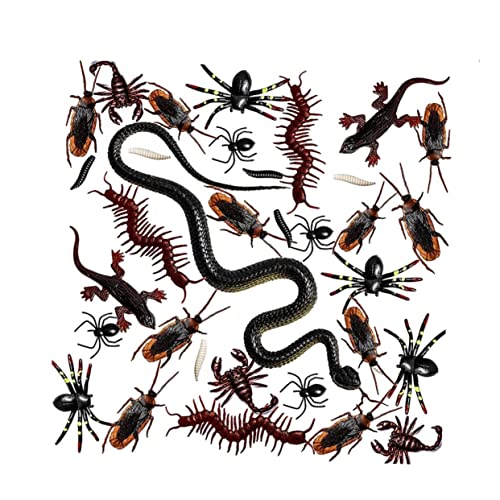 Abaodam 148 Stück gefälschte Spinnenstütze Krabbeltiere Gummischlangen Halloween deko Halloween-Dekoration Spielzeug künstliche Insektenstütze Halloween knifflige Requisiten Gecko von Abaodam