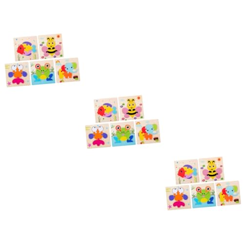 Abaodam 15 Stück 1 Kinder rätsel Lernspielzeug Spielzeug für Kinder Tierspielzeug aus Holz Holzpuzzle für Kinder Puzzlebrett aus Holz Puzzles aus Holz Karikatur Brett greifen Baby Hölzern von Abaodam