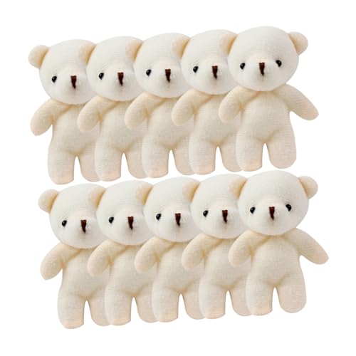 Abaodam 15 Stück Bärenanhänger Puppe tragen Karikatur Kaninchen ausgestopft abschleppwagen anhänger Plush Toy Cartoon-Bär Mini-Bärenfiguren PP Baumwolle Weiß von Abaodam