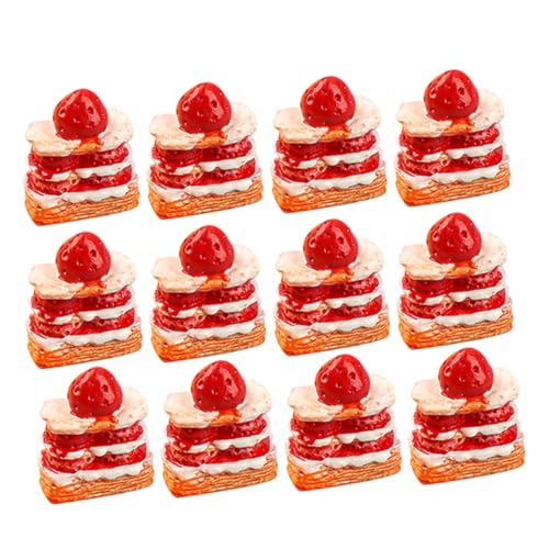 Abaodam 15-teiliges Künstliches Erdbeerkuchenmodell Für Foto-Requisiten Lebensechte Dessertladen-Requisiten Kuchendekoration Für Zuhause Und Party von Abaodam