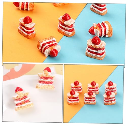 Abaodam 15 Stück Teiliges Mini Erdbeer Sahne Kuchen Miniatur Food Modelle Mini Dessert Deko Puppenhaus Zubehör für Kreative DIY Spielhaus Gestaltung von Abaodam
