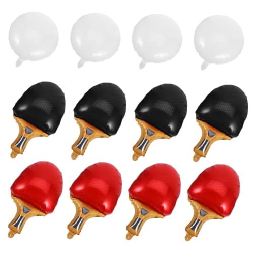 Abaodam 15 Stück Teiliges Tischtennis-ballon Langlebiger Aluminiumfolie mit Roten und Schwarzen Schlägern Sowie Weißen Bällen Einfache Montage Wiederverwendbar für Sportliche Partys und von Abaodam