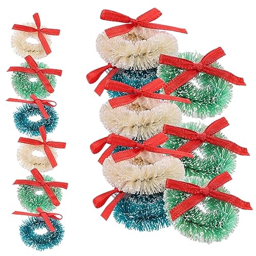 Abaodam 15 Stücke Weihnachten Kleine Kranz Weihnachten Baum Kranz Kleine Weihnachten Baum Sisal Seide Rattan Decor von Abaodam