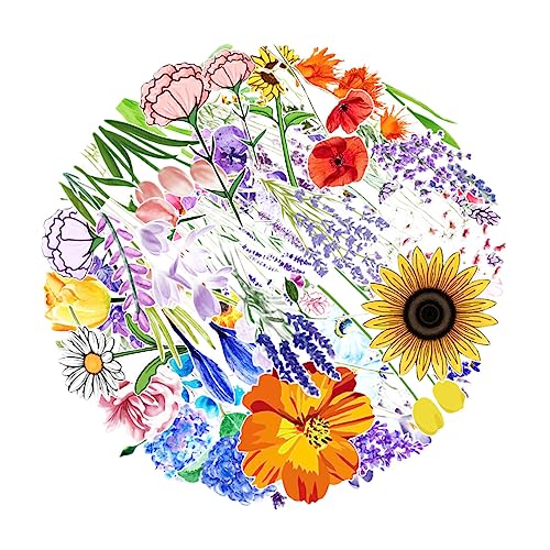 Abaodam Vinyl-Aufkleber – 150-teiliges Blumen-Aufkleber-Set – Pflanzenaufkleber Für Gepäck Laptop Skateboard Wasserflasche von Abaodam
