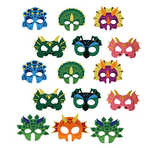 Abaodam 15Stücke Teiliges Dinosauriermasken für Cosplay für Dinosaurier Mottopartys für Halloween und Kindergeburtstage Hochwertige Filzmasken für Jungen von Abaodam