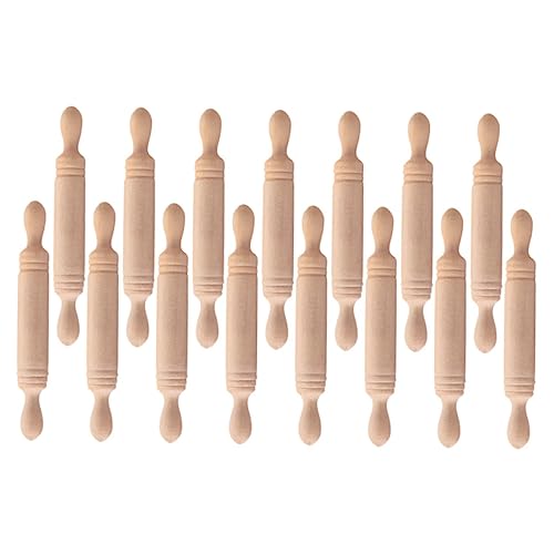 Abaodam 15 Stücke Mini Holz Rolling Pin Spielzeug Kinder Rolling Pin Handwerk Dekorative Miniatur Küche Spielzeug Set von Abaodam