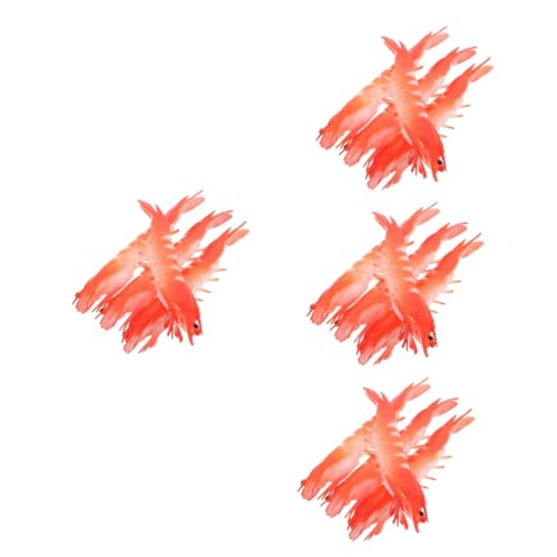 Abaodam 16 STK Künstliche Garnelen Spielzeug Deko Simulationsgarnelenmodell Lebendiges Garnelenhandwerk Realistische Garnelenmodelle Meeresfrüchte-Modell Gefälschtes Essen Schreibtisch PVC von Abaodam