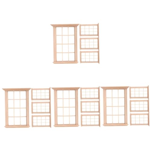Abaodam 16 STK Modell Fensterrahmen Mini- -dekor Miniatur-holzfenster Wohnakzente Dekor Dekoration Puppenhaus-fensterrahmen Heimzubehör Kind Ornamente Hölzern Baby von Abaodam