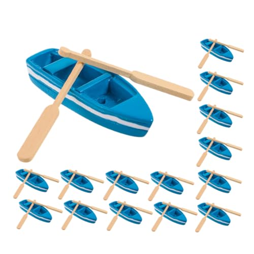Abaodam 16 Satz Teiliges Miniatur-Boot mit Holzpaddeln Resin Holzmodell Ruderboot Kleine Segelboote für Meeres Micro-Landschaft DIY Dekoration für Strand Wohnräume von Abaodam