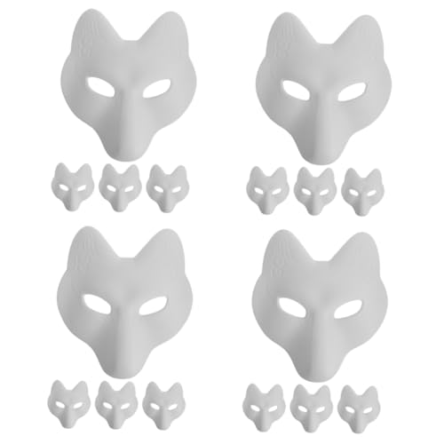 Abaodam 16 Stk Fuchs Maske Gesichtsmaske halloween maske DIY Fuchsmaske mouth mask Kleidung Outfit leere maske selber machen Maskerade Zubehör klassisch bilden Japan Requisiten Pu Weiß von Abaodam