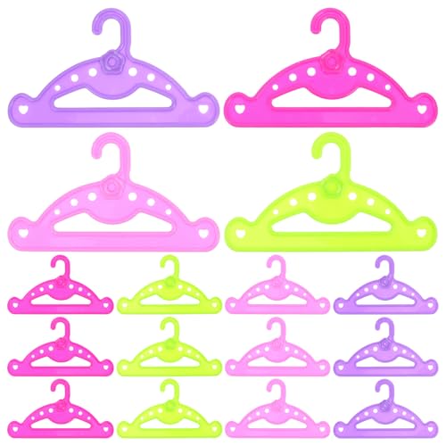 Abaodam 16 Stück Puppenbügel Puppenkleiderbügel Mini Puppenkleidungsaufbewahrung Puppenkleiderständer Mini Kleiderbügel Kleiderschrank Puppenkleiderhalter Puppenkleiderbügel von Abaodam