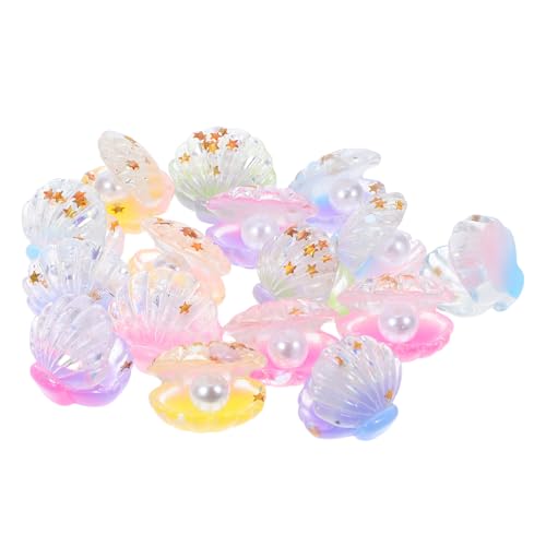 Abaodam 16 Stück Teiliges Leuchtende Mini Muscheln mit Perlen Deko für Bastelprojekte und Partys Strahlende Harzornamente für Romantische Nächte Geeignet für Strand und Ocean Events von Abaodam