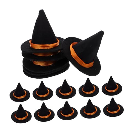 Abaodam 16 Stück Teiliges Mini Hexenhut aus Schwarzem Filz Dekorative Flaschenverschlüsse Praktische Halloween Party-dekoration Vielseitig für Puppenhaus DIY Bastelprojekte und Festliche von Abaodam